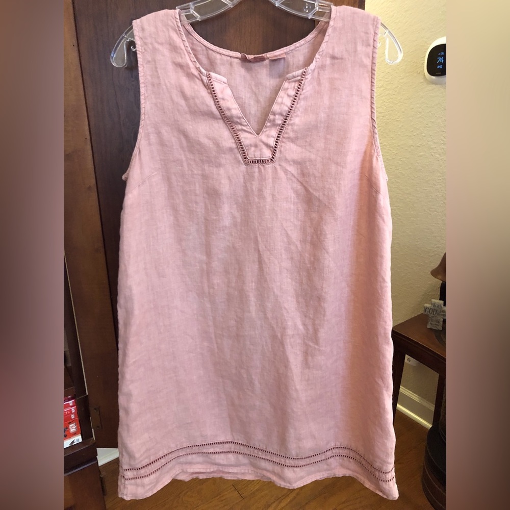 Sigrid Olsen 100% Linen Dress M Blush/Pale Pink